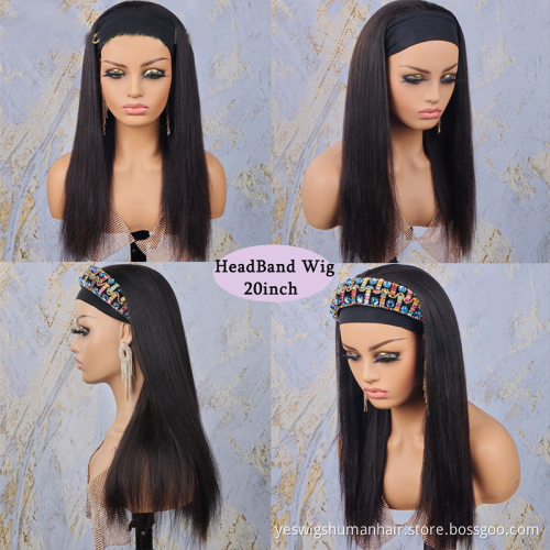 Mink Brazilian Cuticle Aligned  Pre Plucked  Headband Wig Human Hair headband none lace Wig natural straight human hair In Stock